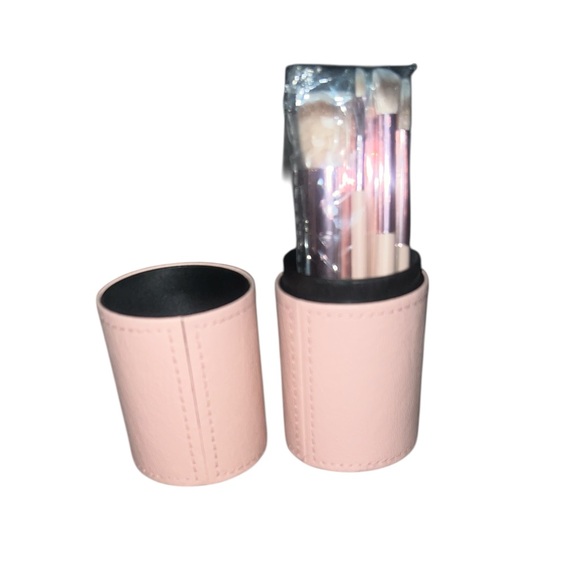 Other - 7 Piece Pink Makeup Brush and Storage Set